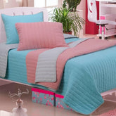 Brandon Cotton Embroidered Solid Reversible Striped Quilt Set